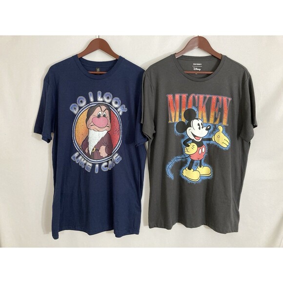 Lot 2 Disney Women’s XL Graphic T-Shirts Mickey Mouse & Grumpy NWOT Casual - Picture 1 of 7